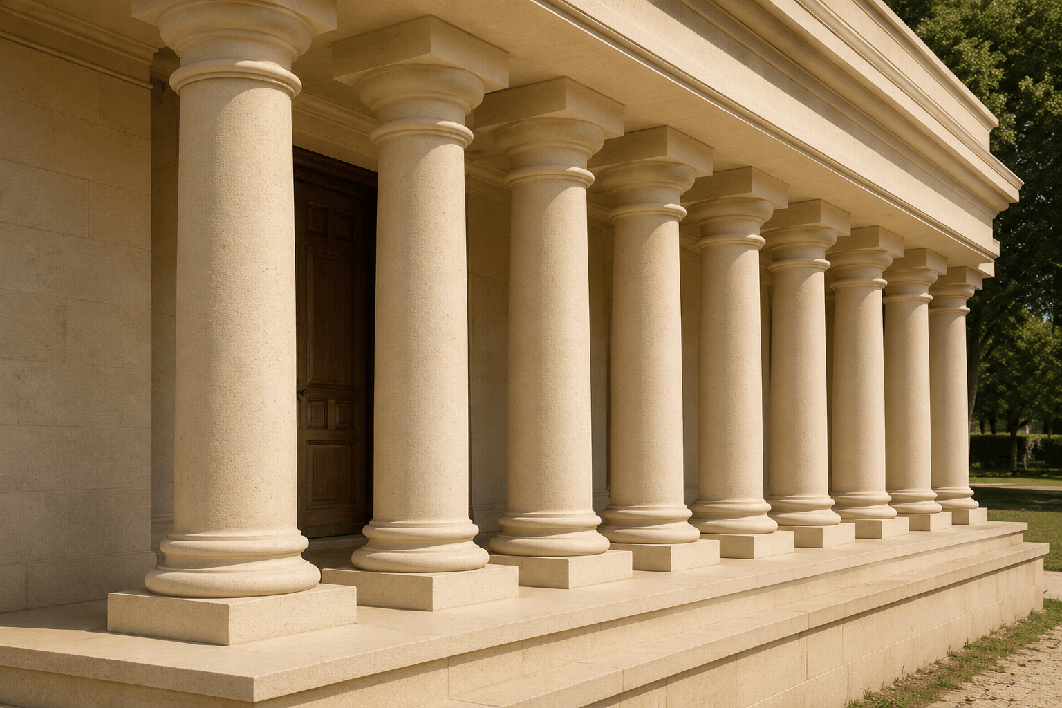 Classical Porbandar stone columns architecture