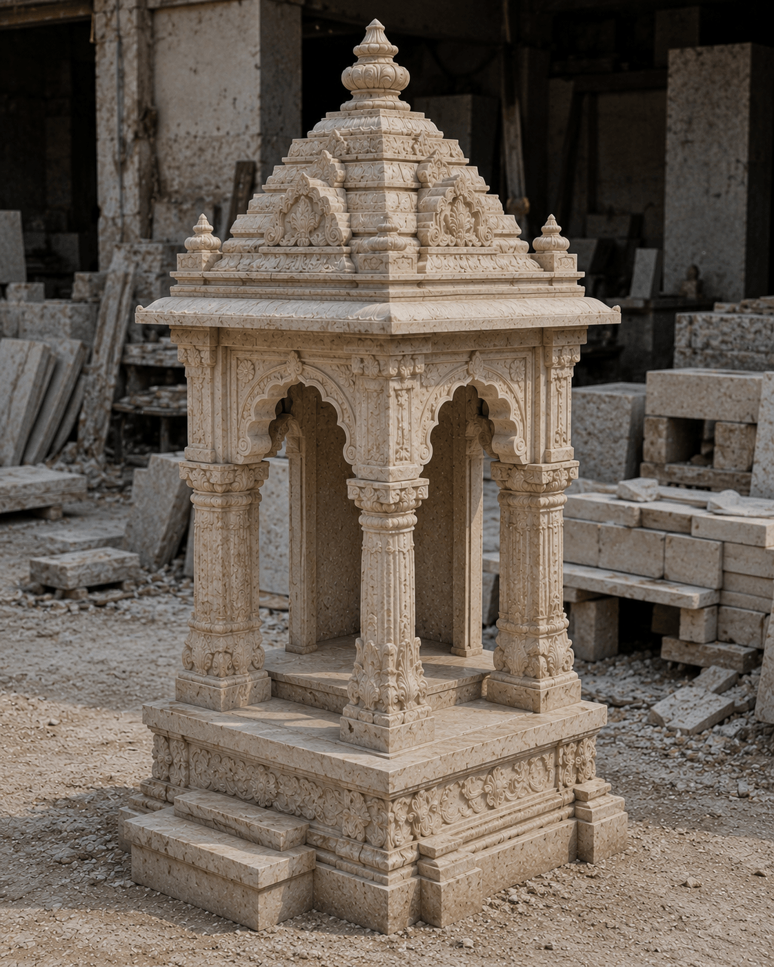Handcrafted stone mandir temple design Porbandar