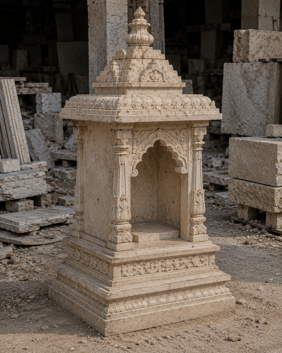 Handcrafted stone temple design