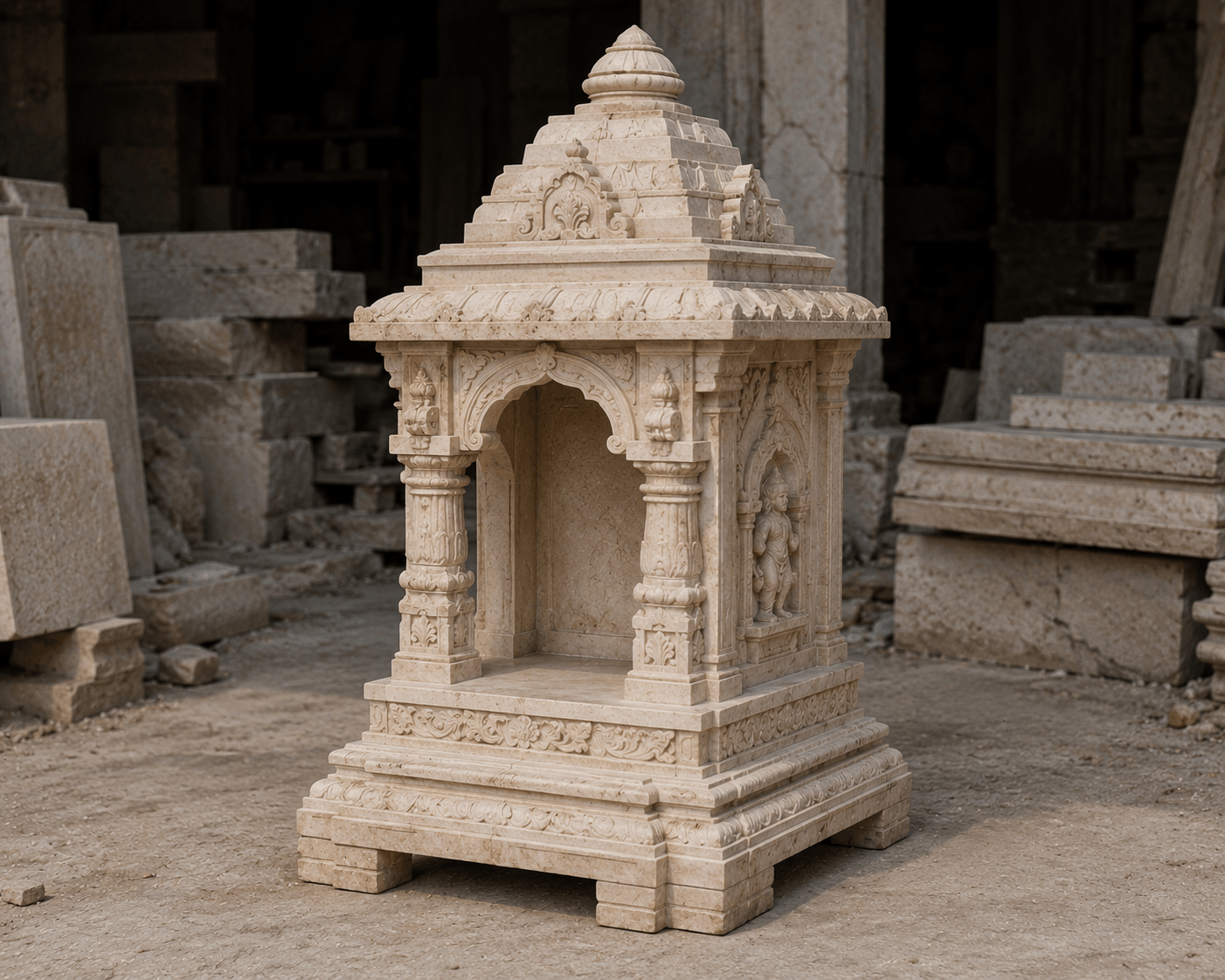 Porbandar stone temple natural limestone carving