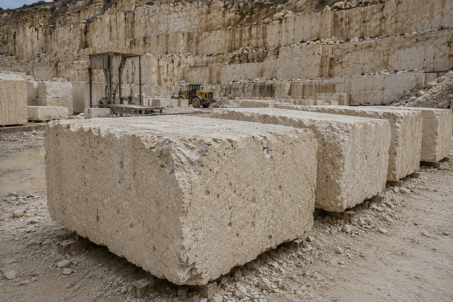 Raw limestone blocks from Porbandar quarry