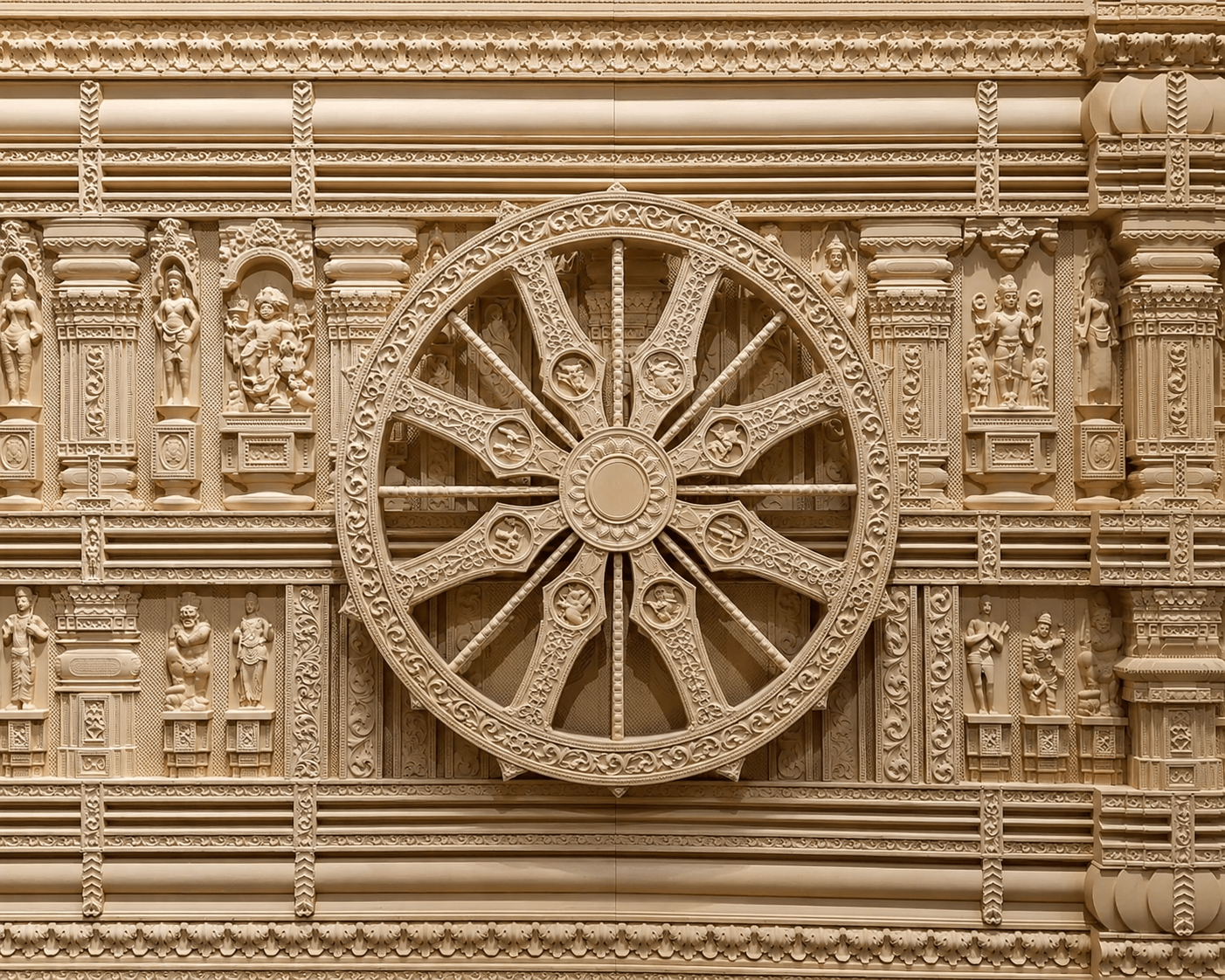 Sandstone wheel relief wall panel